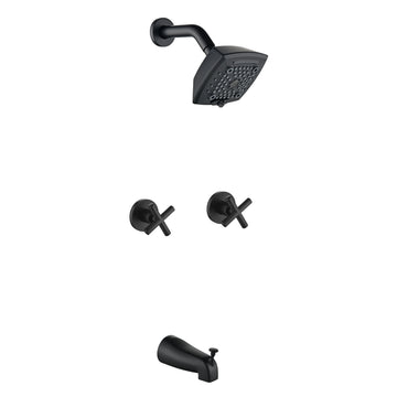 Bathroom Tub and Shower Set with 2-Handle Shower Valve & Trim Kit, 5-Spray Shower Head, Tub Spout with Diverter, Matte Black, Brushed Nickel, Brushed Gold